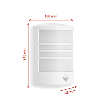 Telefunken 315506TF - Applique murale extérieure LED avec détecteur, 12 W, 230 V, IP44, blanche