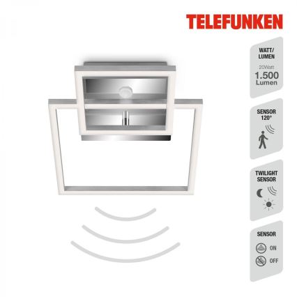Telefunken 318608TF - Plafonnier avec détecteur FRAME LED/17W/230V 3000K chrome mat
