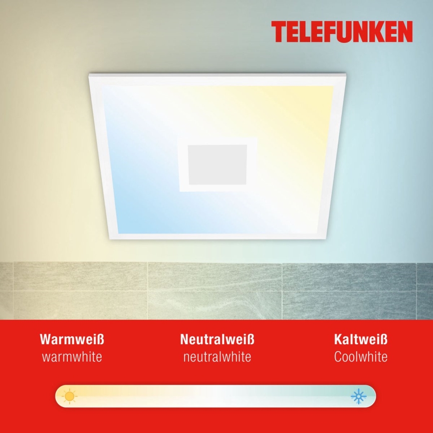 Telefunken 319106TF - Plafonier RGBW à intensité variable LED/24W/230V 2700-6500K blanc + télécommande