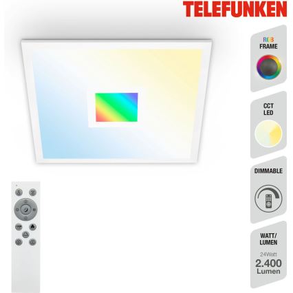 Telefunken 319106TF - Plafonier RGBW à intensité variable LED/24W/230V 2700-6500K blanc + télécommande