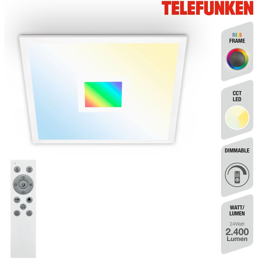 Telefunken 319106TF - Plafonier RGBW à intensité variable LED/24W/230V 2700-6500K blanc + télécommande