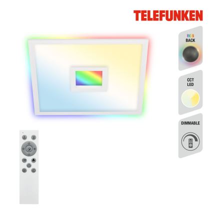 Telefunken 319506TF - Plafonier RGBW à intensité variable LED/36W/230V 2700-6500K blanc + télécommande