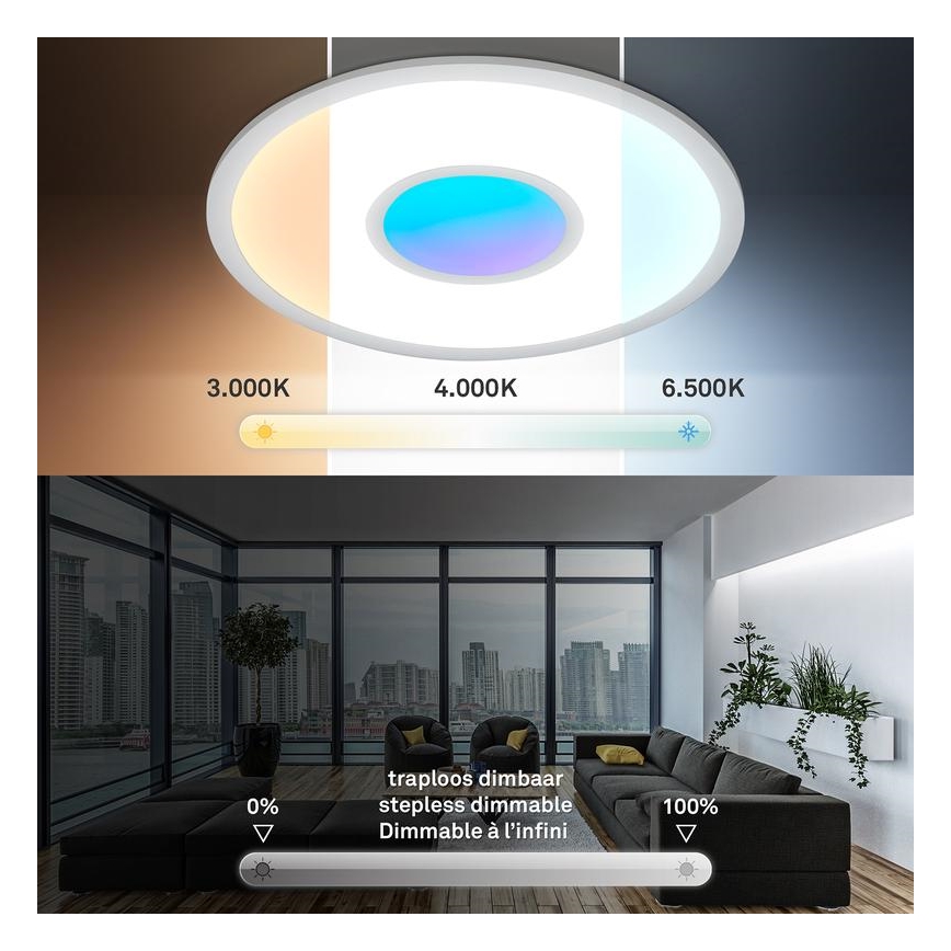 Telefunken 320104TF - Plafonnier LED RGBW dimmable LED/21W/230V 3000-6500K Ø 45 cm + télécommande