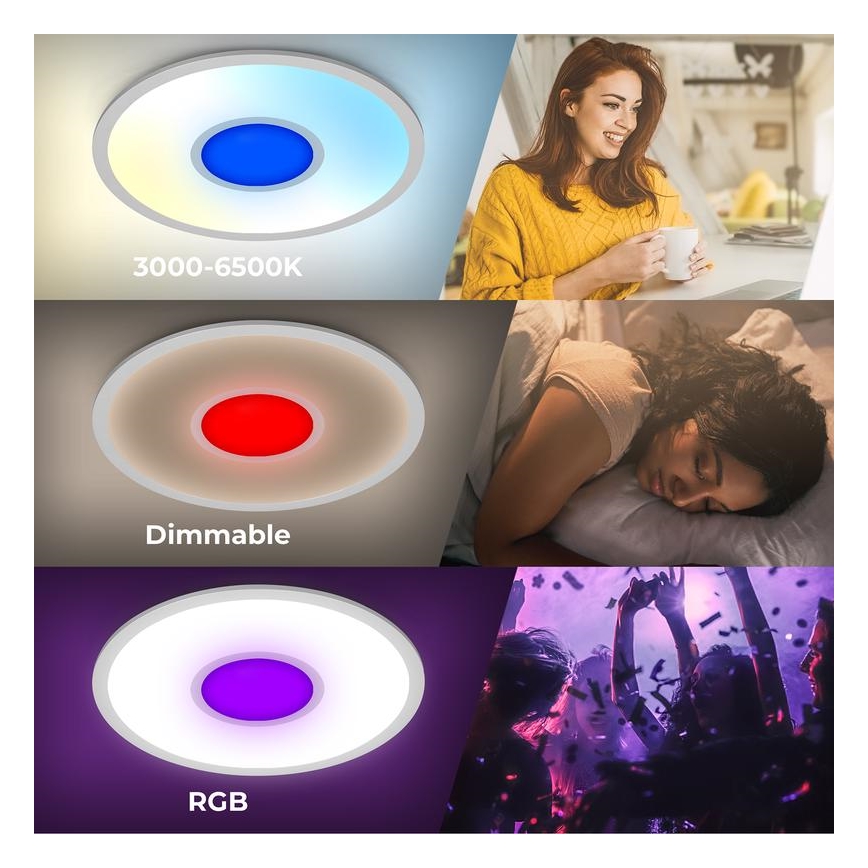Telefunken 320104TF - Plafonnier LED RGBW dimmable LED/21W/230V 3000-6500K Ø 45 cm + télécommande