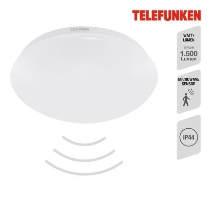 Telefunken 601206TF - Plafonnier salle de bain avec détecteur LED/15W/230V IP44 d. 28 cm