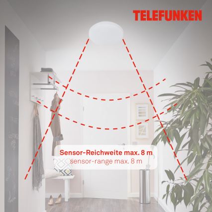 Telefunken 601506TF - Plafonnier LED salle de bain avec un détecteur LED/12W/230V IP44