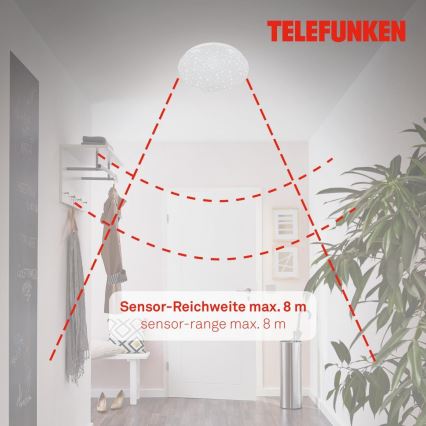 Telefunken 601706TF - Plafonnier avec détecteur LED/12W/230V d. 27 cm