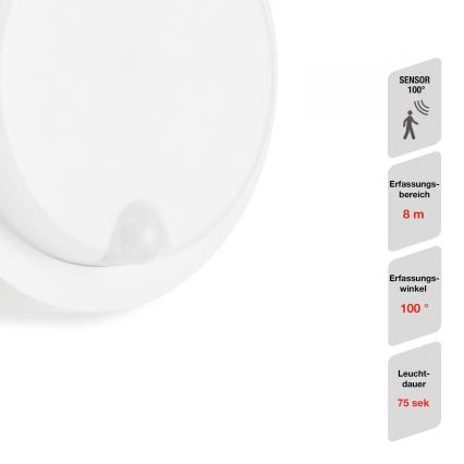 Telefunken - Applique murale d'extérieur LED avec capteur crépusculaire et détecteur de mouvement LED/12W/230V IP44 blanche