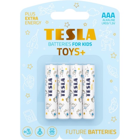 Tesla Batteries - 4 pce Pile alcaline AAA TOYS+ 1,5V