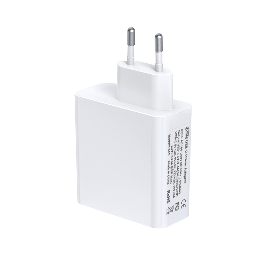 TESLA Electronics - Adaptateur de charge USB-C 3en1 65W blanc