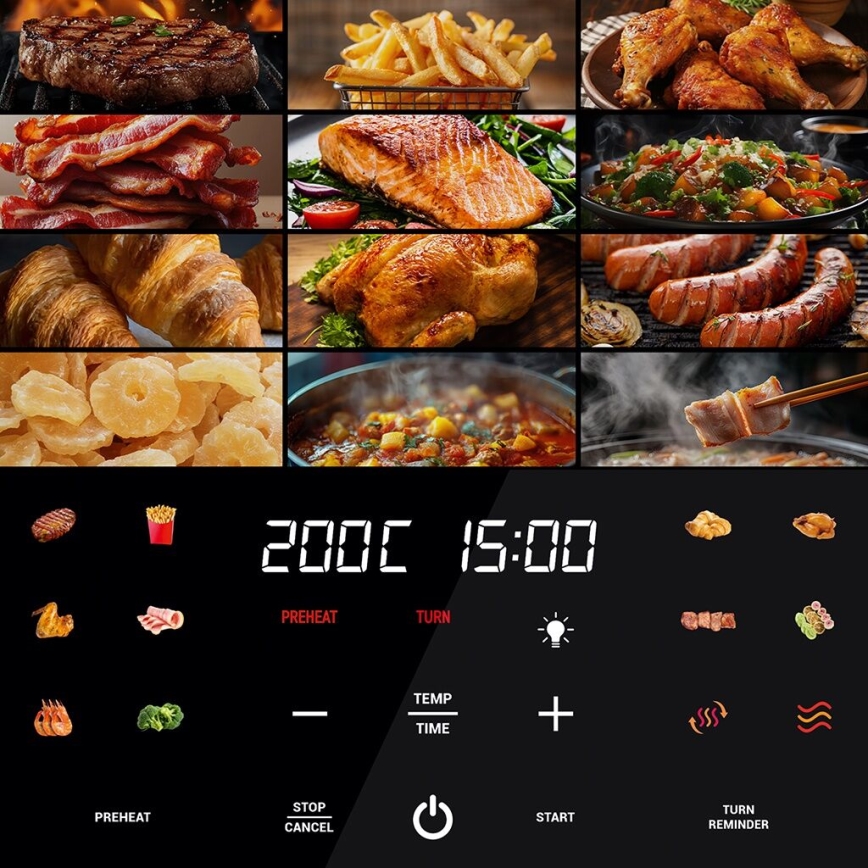 TESLA Electronics AirCook - Friteuse à air chaude multifonction intelligente numérique 9 l 1700W/230V Wi-Fi