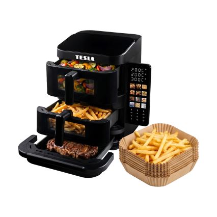 TESLA Electronics AirCook - Friteuse à air chaud à trois zones 14,5 l 2800W/230V noire