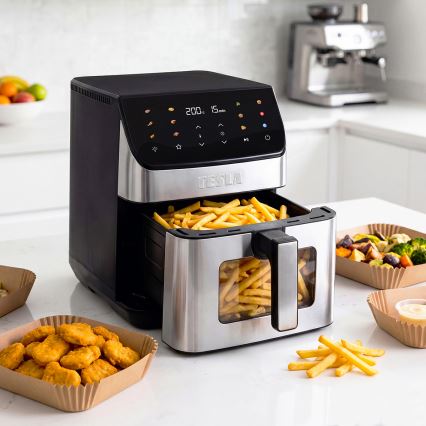 TESLA Electronics AirCook - Friteuse à air chaud 6,5 l 2100W/230V chrome mat/noir