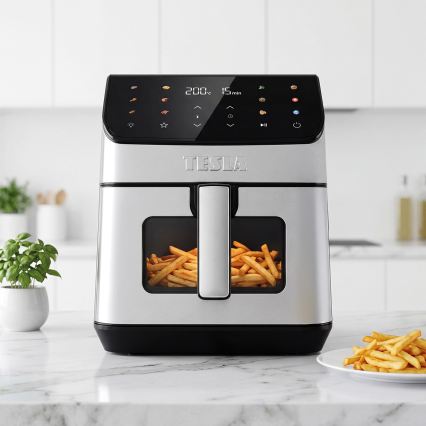 TESLA Electronics AirCook - Friteuse à air chaud 6,5 l 2100W/230V chrome mat/noir