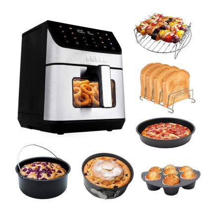 TESLA Electronics AirCook - Friteuse à air chaud 6,5 l 2100W/230V chrome mat/noir