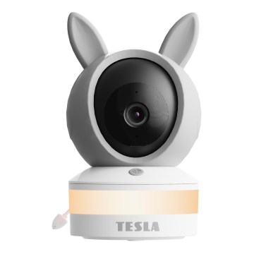 TESLA Electronics Bambino - Moniteur pour bébé intelligent 4 MP 2560p 5V Wi-Fi Tuya gris/blanc