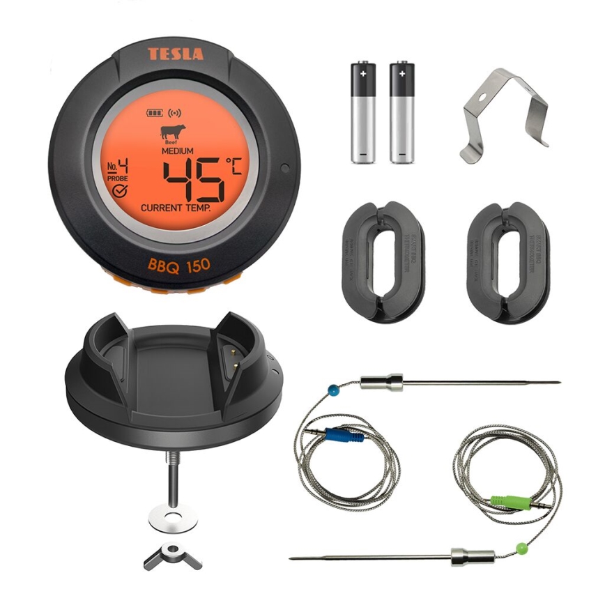 TESLA Electronics Cook - Thermomètre numérique pour viande avec sonde 0-400 °C, 2xAA, IP65