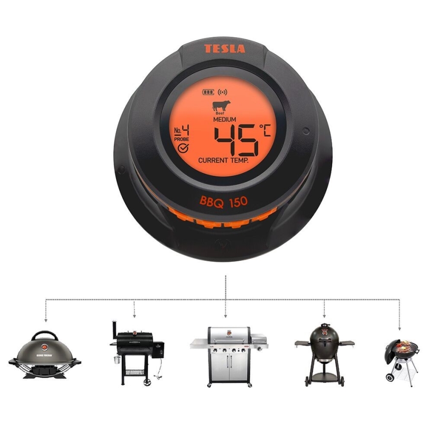 TESLA Electronics Cook - Thermomètre numérique pour viande avec sonde 0-400 °C, 2xAA, IP65