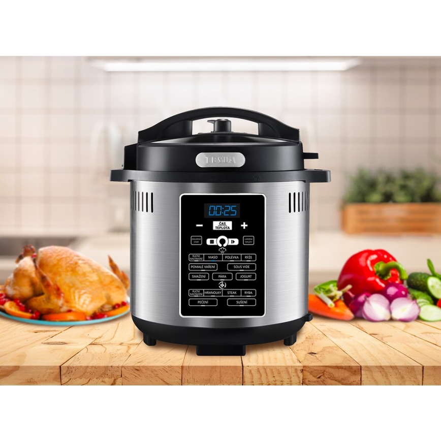 TESLA Electronics EliteCook - Cocotte-minute électrique multifonction et friteuse à air chaud 6 l 12en1 1500W/230V