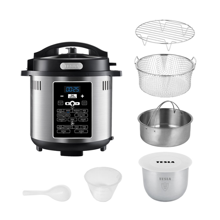 TESLA Electronics EliteCook - Cocotte-minute électrique multifonction et friteuse à air chaud 6 l 12en1 1500W/230V