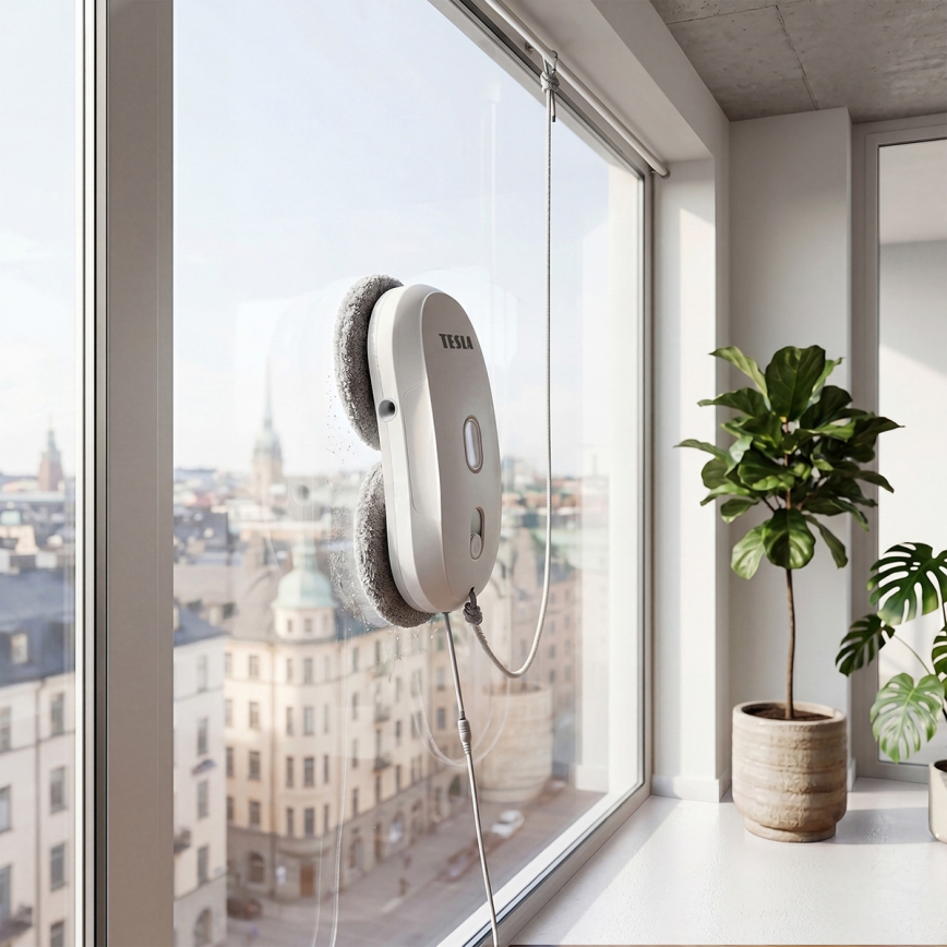 TESLA Electronics RoboStar - Nettoyeur de vitres avec pulvérisation d'eau 72W/230V/500 mAh + télécommande