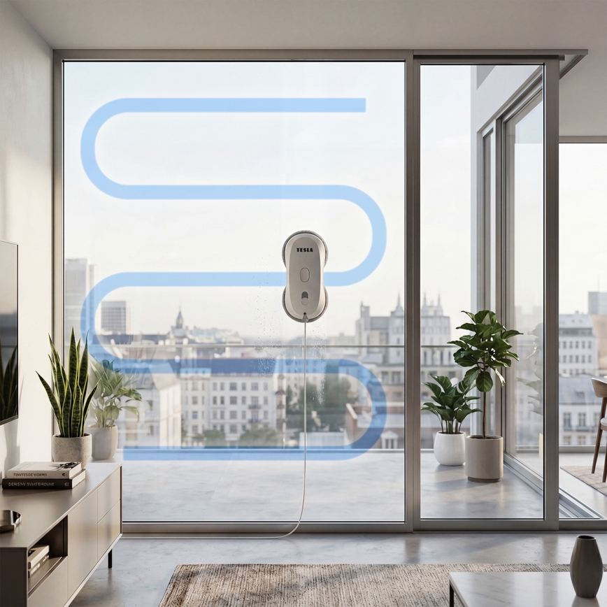 TESLA Electronics RoboStar - Nettoyeur de vitres avec pulvérisation d'eau 72W/230V/500 mAh + télécommande