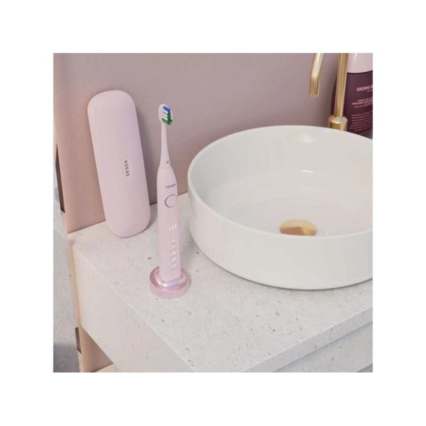TESLA Smart - LOT 4x Tête de rechange pour brosse à dents sonic TS400 rose