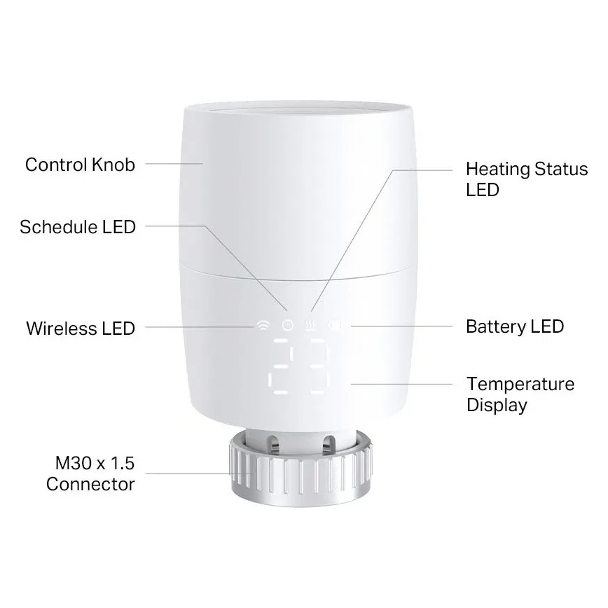 Tête thermostatique intelligente avec écran LCD 2xAA Tuya