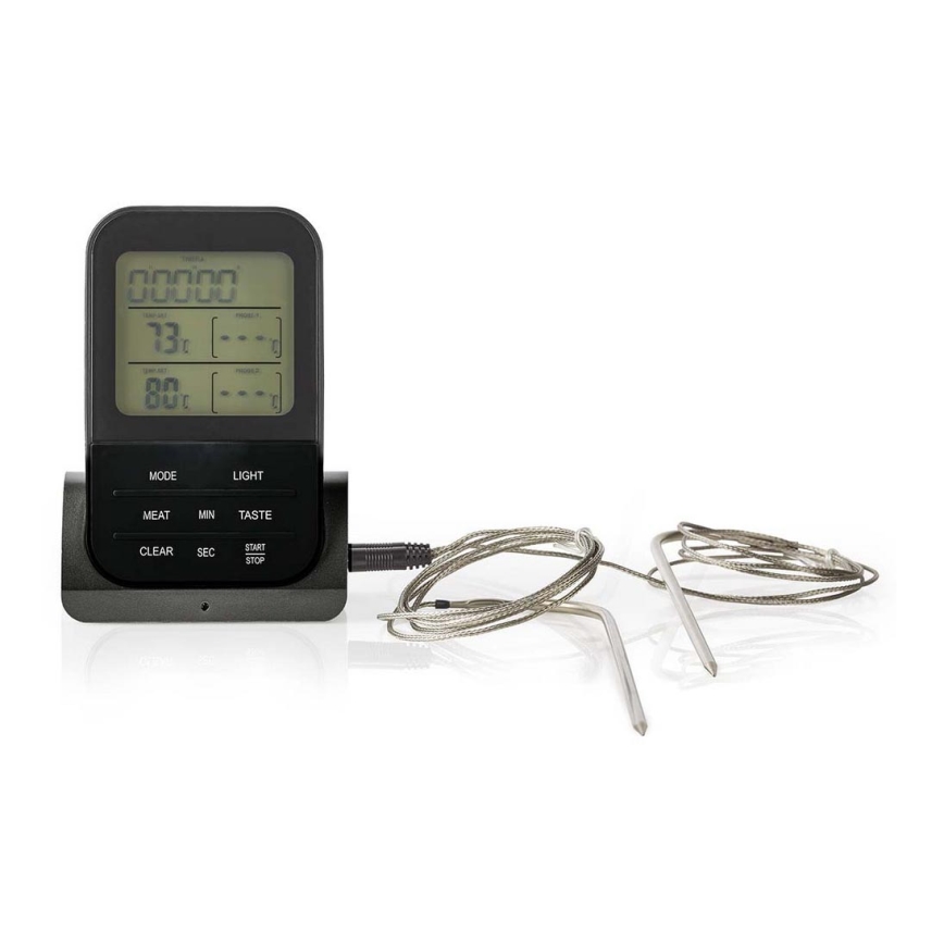 Thermomètre à viande sans fil avec écran LCD et minuteur 0-250 °C