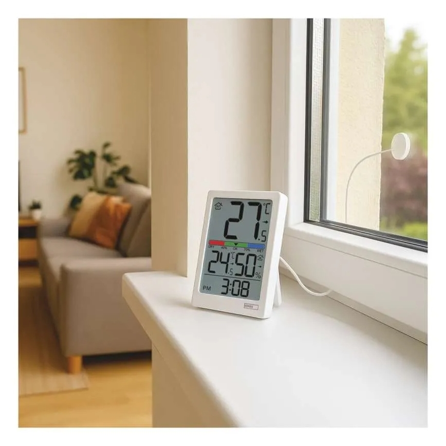 Thermomètre numérique avec hygromètre, 2x AAA, blanc