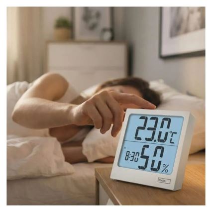 Thermomètre numérique avec hygromètre – alimenté par 1 pile AA, blanc