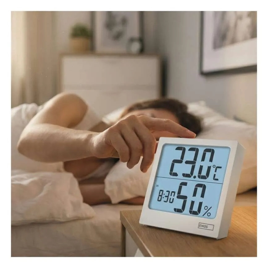 Thermomètre numérique avec hygromètre – alimenté par 1 pile AA, blanc