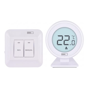 Thermostat d'ambiance manuel sans fil 230 V/16 A, 2x AA, blanc