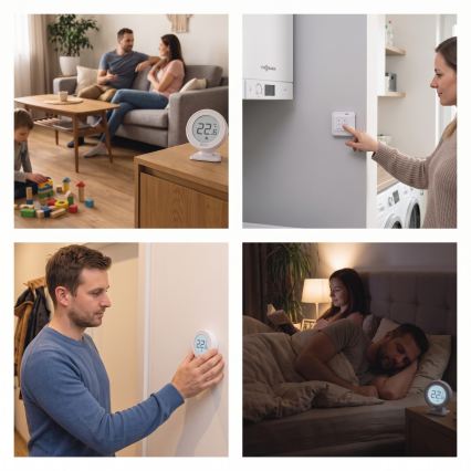 Thermostat d'ambiance manuel sans fil 230 V/16 A, 2x AA, blanc