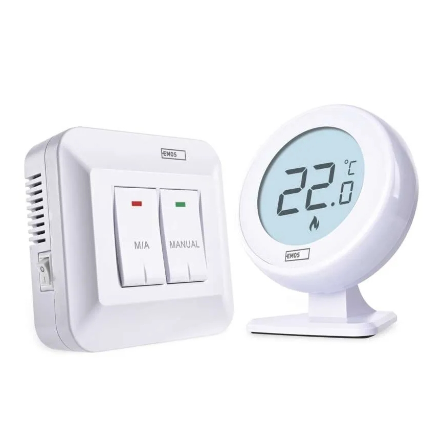 Thermostat d'ambiance manuel sans fil 230 V/16 A, 2x AA, blanc