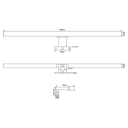 Top Light - Éclairage de miroir salle de bain OREGON LED/9W/230V 60 cm IP44