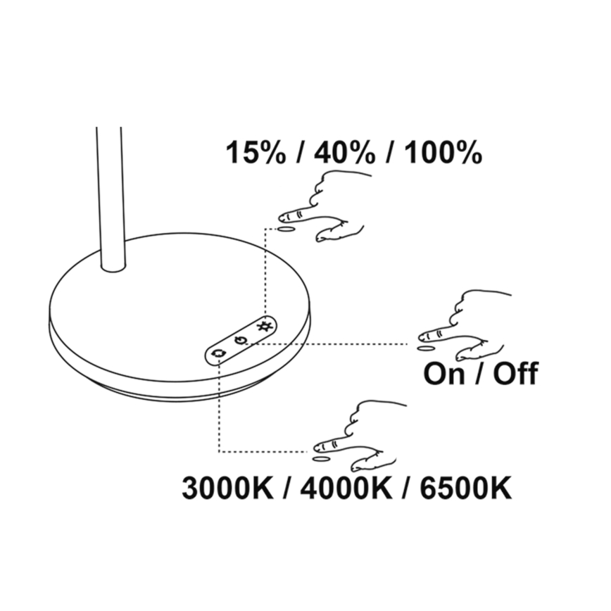 Top Light - Lampe de Table Tactile Dimmable BELLA LED/4,8W/5V 3000/4000/6500K blanche