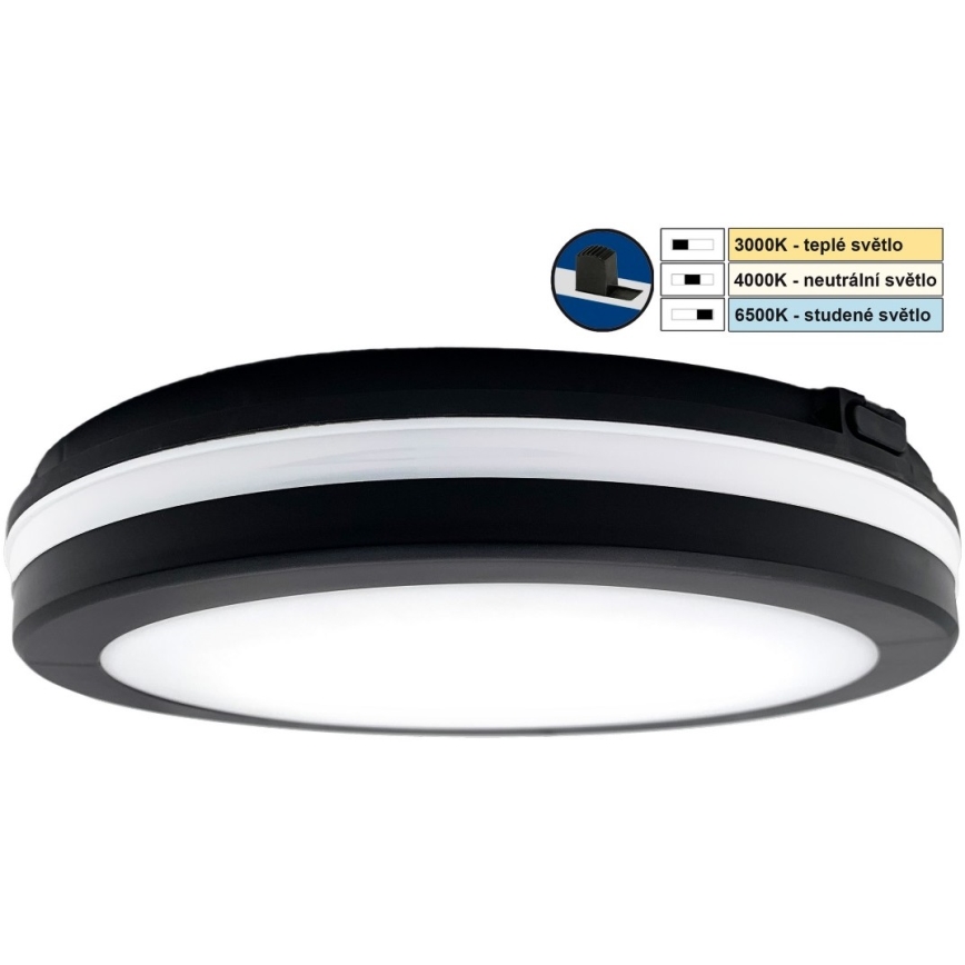 Top Light - Luminaire LED salle de bain COMET LED/15W/230V 3000/4000/6500K IP54 d. 20 cm noir