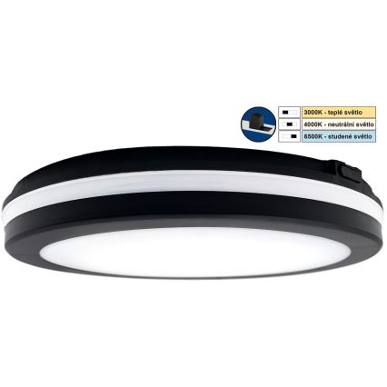 Top Light - Luminaire LED salle de bain COMET LED/24W/230V 3000/4000/6500K IP54 d. 30 cm noir