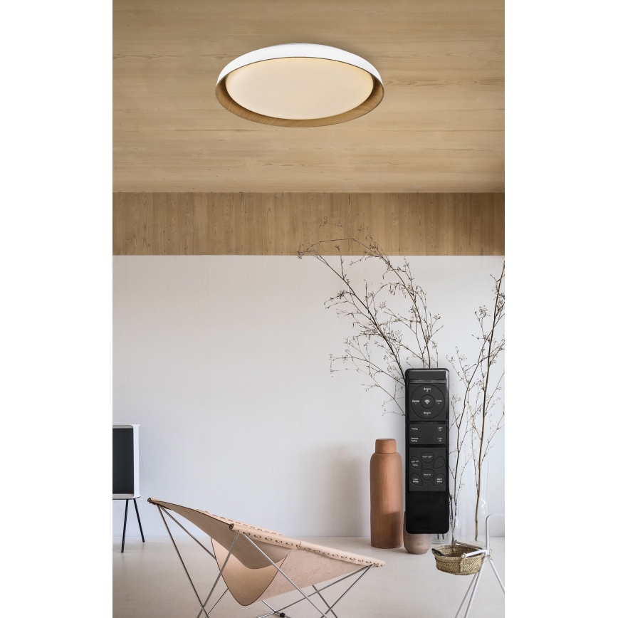Top Light - Plafonnier à intensité variable SATELLITE LED/36W/230V 3000-6500K d. 43 cm blanc/marron + télécommande