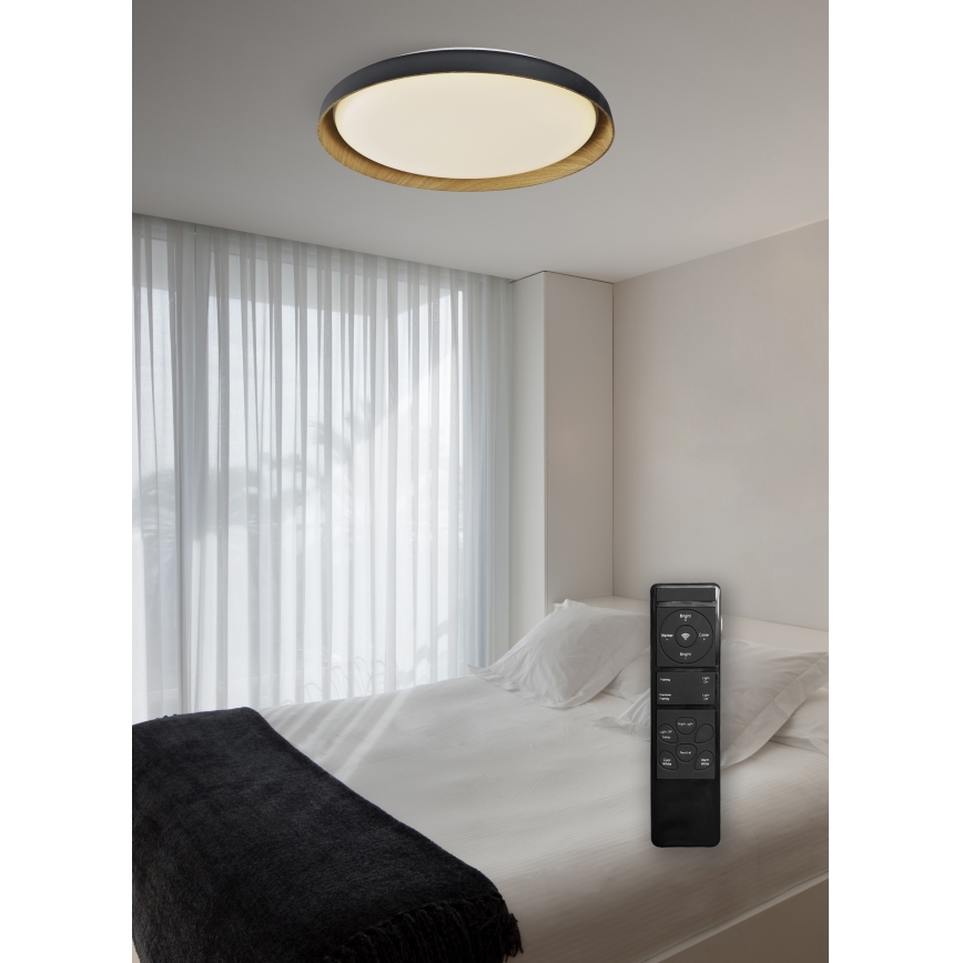 Top Light - Plafonnier à intensité variable SATELLITE LED/36W/230V 3000-6500K d. 43 cm noir/marron + télécommande