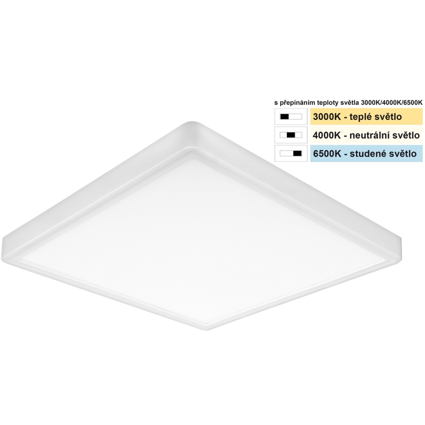 Top Light - Plafonnier REVIT LED/24W/230V 3000/4000/6500K 30x30 cm blanc