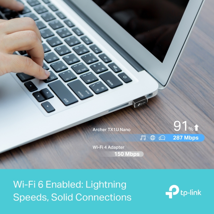 TP-Link - Adaptateur USB nano Wi‑Fi 6 sans fil Archer TX1U Nano