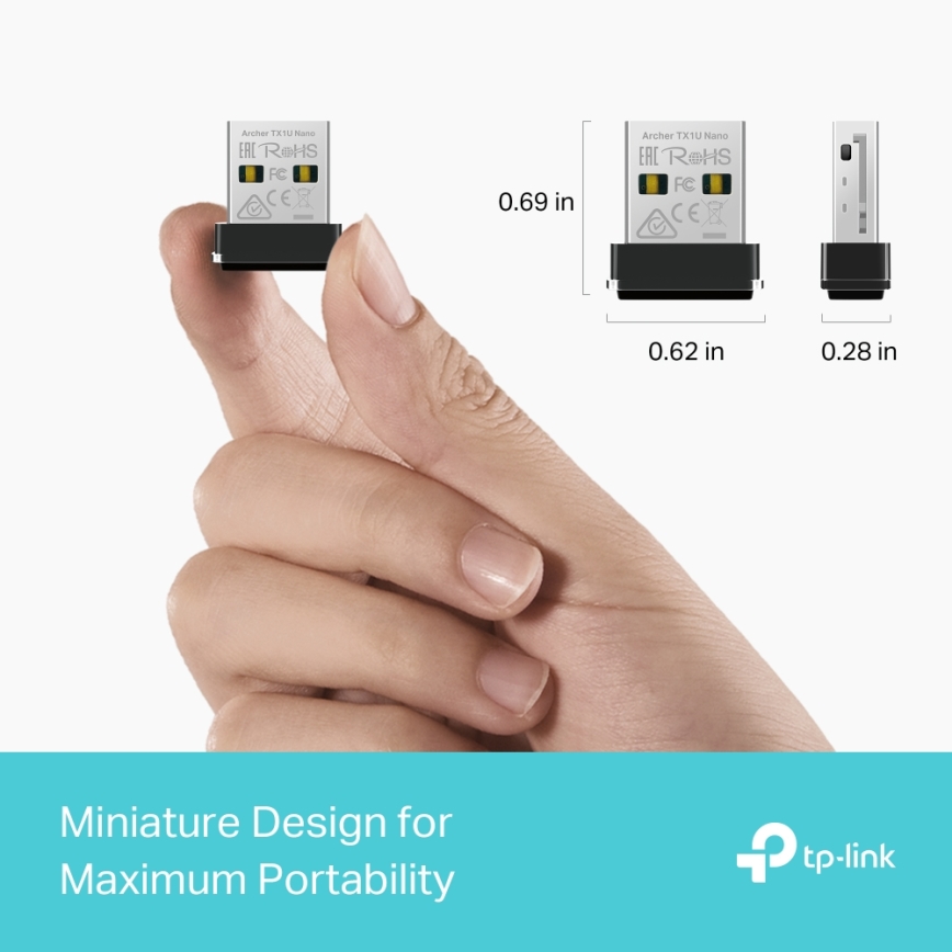 TP-Link - Adaptateur USB nano Wi‑Fi 6 sans fil Archer TX1U Nano