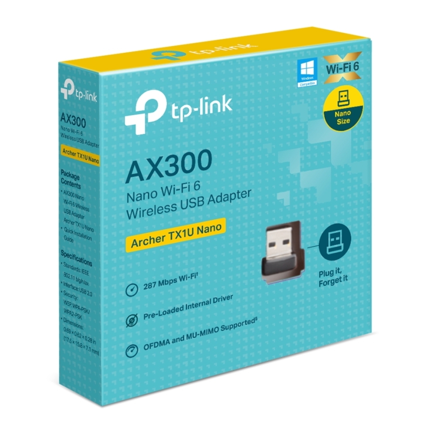 TP-Link - Adaptateur USB nano Wi‑Fi 6 sans fil Archer TX1U Nano