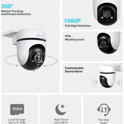 TP-Link - Caméra extérieure avec capteur IP65 Wi-Fi