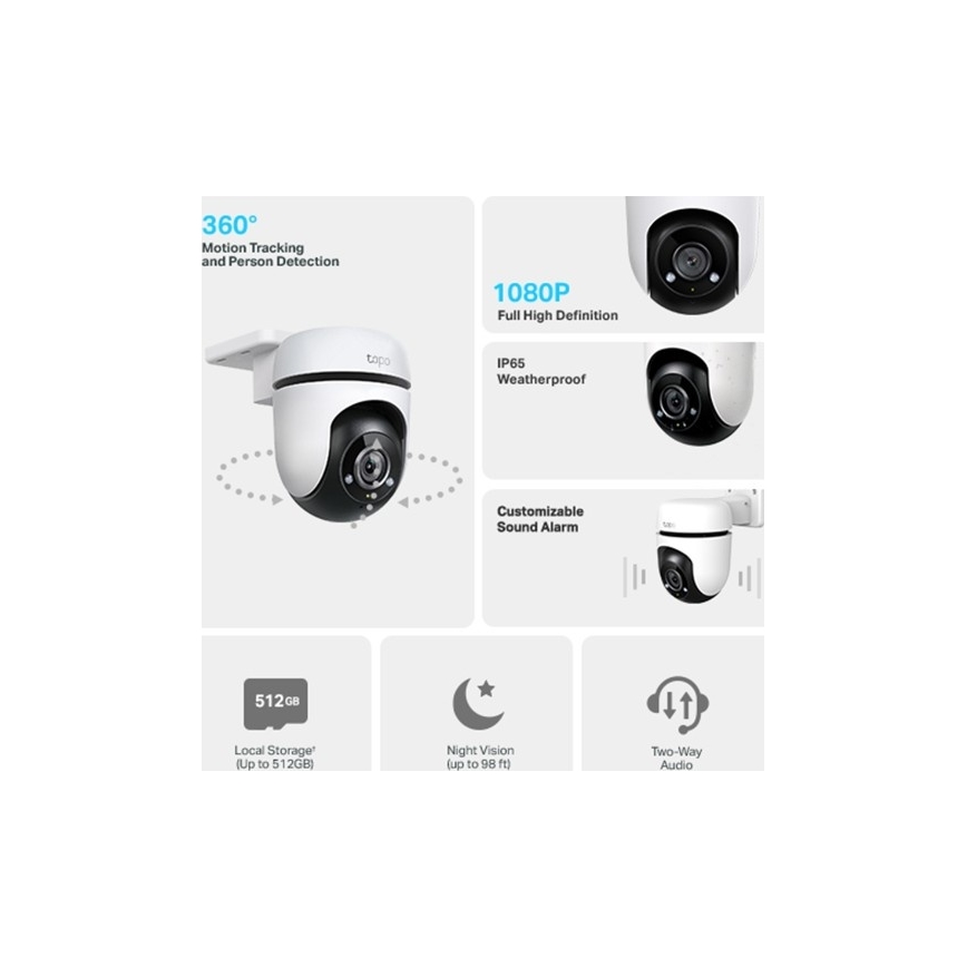 TP-Link - Caméra extérieure avec capteur IP65 Wi-Fi