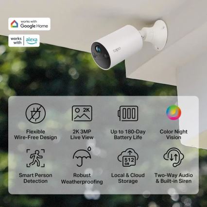 TP-Link - Caméra extérieure intelligente avec capteur, protection IP65 et Wi-Fi