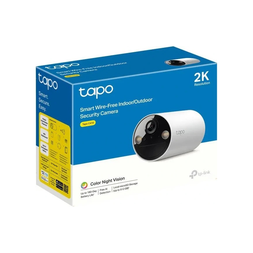 TP-Link - Caméra extérieure intelligente avec capteur, protection IP65 et Wi-Fi
