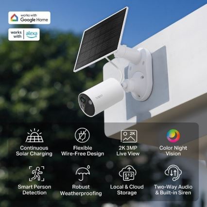 TP-Link - Caméra solaire d'extérieur IP65 Wi-Fi